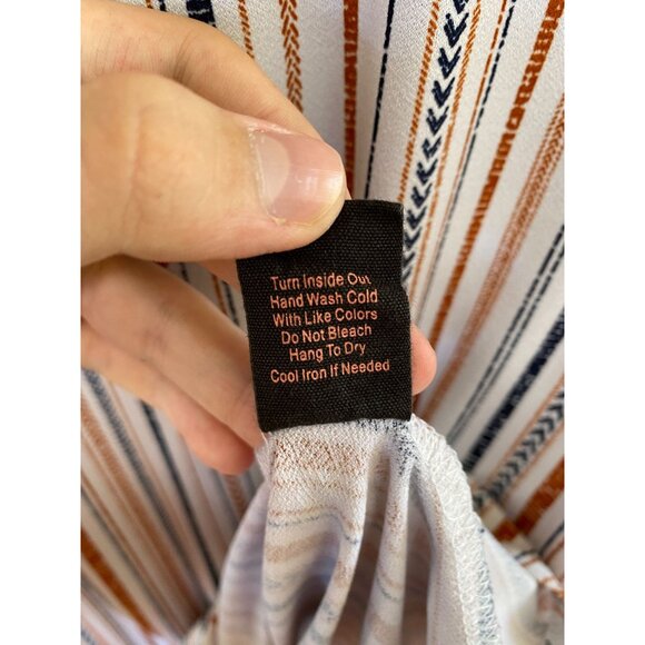 50th‎ Street Petite Womens Striped Short Sleeve Top PM Button White polyester - Picture 5 of 7